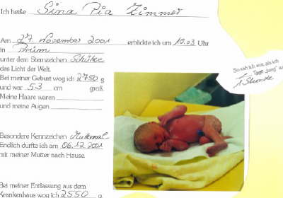 Sina's erstes Bild auf dieser Welt